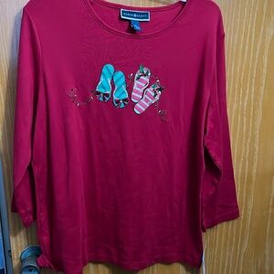 Karen Scott red long sleeve top